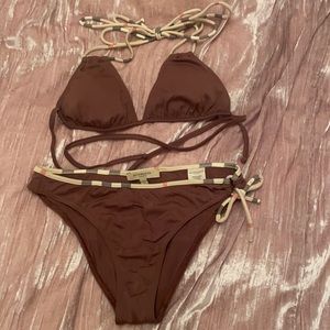 Burberry brown 2 piece bathing suit bikini
